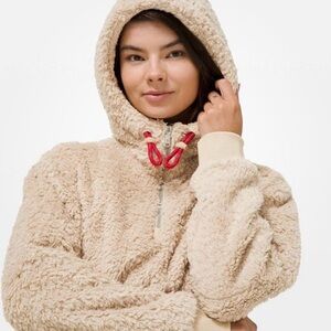 Lululemon Oh So Sherpa Half Zip Womens Hoodie Size 8 Color Trench Beige Teddy